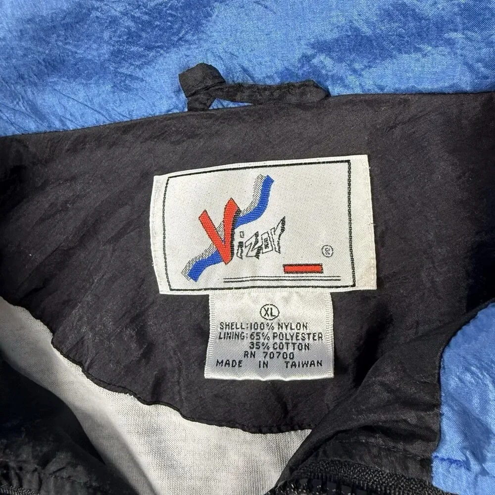 Vizari Vintage Colorblock Nylon Track Suit Black Blue Teal Red XL